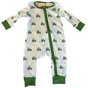Green Tractor bamboo pajamas boys size 6-12 mos